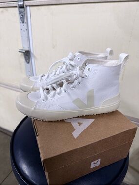 Veja Nova White and Cream High-Top Canvas Sneakers